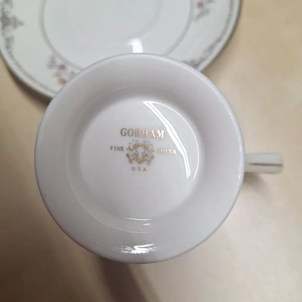 Gorham Long Meadow China Teacup Saucer Replacement 6.4 Inch Gold‎ Flowers USA